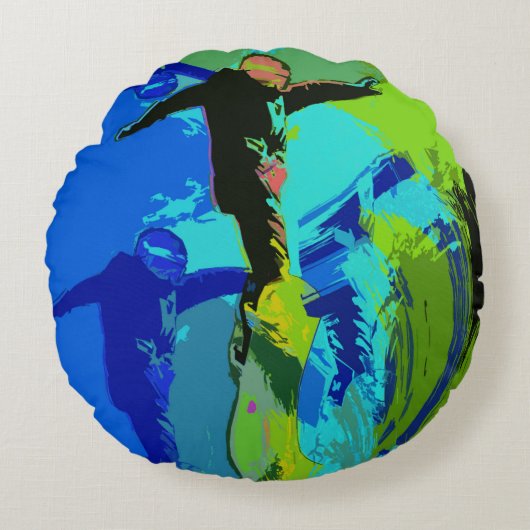 エクストリーム乗馬 – スノーボーダー ラウンドクッション (正面)