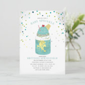 エクストリーム熱狂するミルクシェイクブルーボーイベビーシャワー 招待状 (スタンド正面)