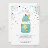 エクストリーム熱狂するミルクシェイクブルーボーイベビーシャワー 招待状 (正面/裏面)