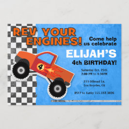 エクストリーム·モンスター·トラック·ボーイズ·バースデー·パーティー 招待状
