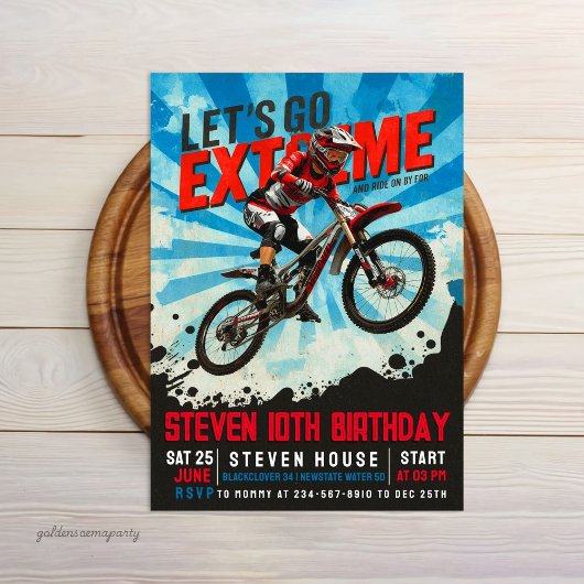 エクストリームBMXバイクの誕生日 - ダートバイク 招待状