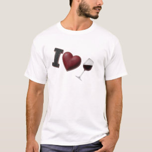 エクスプレッシブ ブラック I LOVEW WINE ファッション アート Tシャツ