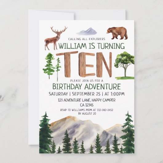 エクスプローラーアドベンチャーボーイズ10誕生日 招待状 (正面)