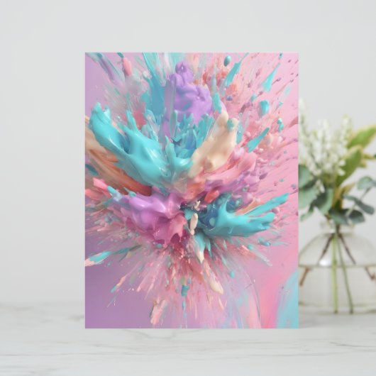 エクスプロー絵を描抽象芸術ピンクターコイズ紙 (スタンド正面)