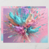 エクスプロー絵を描抽象芸術ピンクターコイズ紙 (正面/裏面)