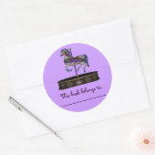 エクスリブリスのステッカー(紫色の回転木馬の馬) ラウンドシール (封筒)