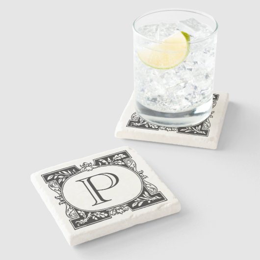 エクスリブリスのモノグラム ストーンコースター (横)