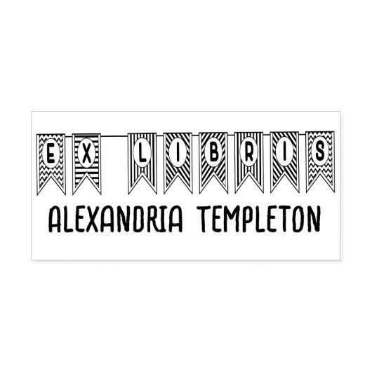 エクスリブリス バンティング ペナント フラグ 図書館 本の名前 セルフインキングスタンプ (デザイン)