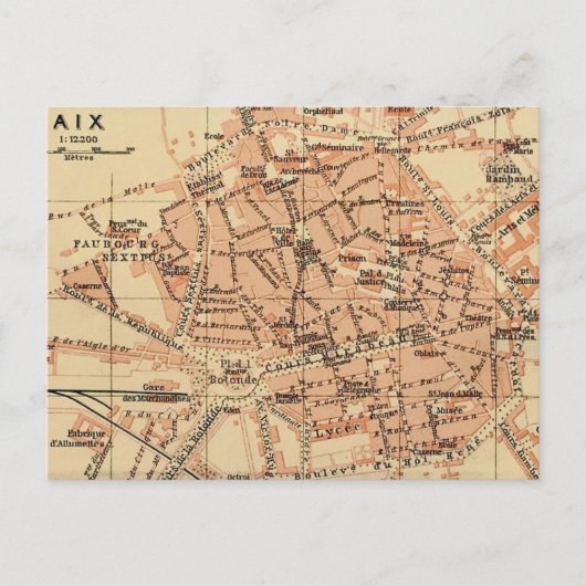 エクス フランス ヴィンテージ地図 ポストカード (正面)