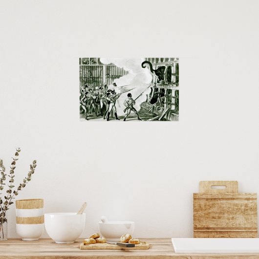 エクセターでの激怒したゾウの破壊 ポスター (キッチン)