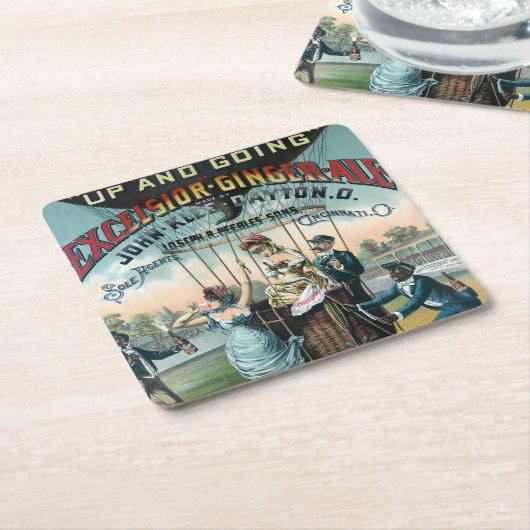 エクセルシオールジンジャーエール スクエアペーパーコースター (アングル)