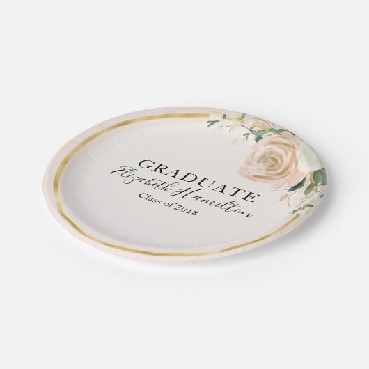 エクセルピンク赤面&フォイル金ゴールドシモダンックフローラ ペーパープレート (アングル)