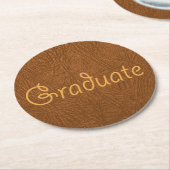 エクセルブラウン牛革のテクスチャーの外観 ラウンドペーパーコースター (アングル)