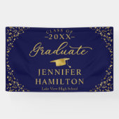 エクセルモダンルブルー金ゴールド卒業バナー 横断幕 (横)