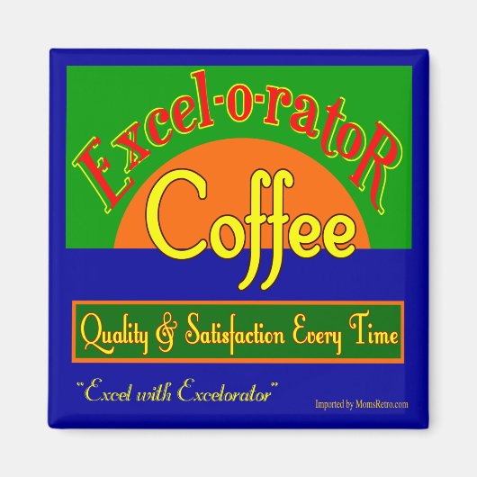 エクセルラーコーヒーレトロラベルアート冷蔵庫用マグネット マグネット (正面)