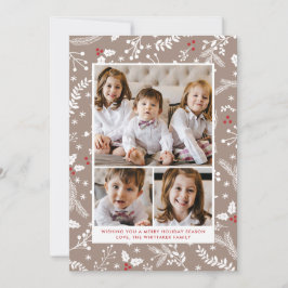 エクリュのウィンターベリー　クリスマスホリデーのフラットカード 招待状