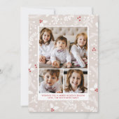 エクリュのウィンター ベリー クリスマス ホリデー フラット カード (正面)