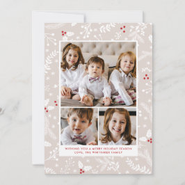 エクリュのウィンター ベリー クリスマス ホリデー フラット カード