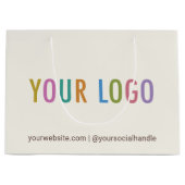 エクリュクリーム色の紙製ギフトバッグ ビジネス用カスタムロゴ ラージペーパーバッグ (正面)