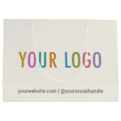 エクリュクリーム色の紙製ギフトバッグ ビジネス用カスタムロゴ ラージペーパーバッグ (裏面)