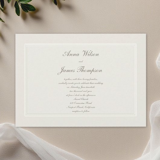 エクリュドリームス シンプルで伝統的なエレガントな結婚式 招待状