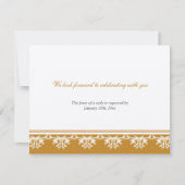 エクリュブラウンの華麗な装飾枠が付いた結婚式の出欠返信カード 招待状 (正面)