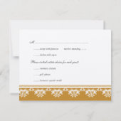 エクリュブラウンの華麗な装飾枠が付いた結婚式の出欠返信カード 招待状 (裏面)