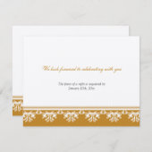 エクリュブラウンの華麗な装飾枠付き結婚式出欠返信カード 招待状 (正面/裏面)