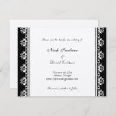 エクリュブラックの繊細な装飾枠が付いた結婚発表カード 招待状 (正面/裏面)