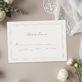 エクリュ色のモダンクラシックなフォーマルなロマンスの結婚式 出欠カード