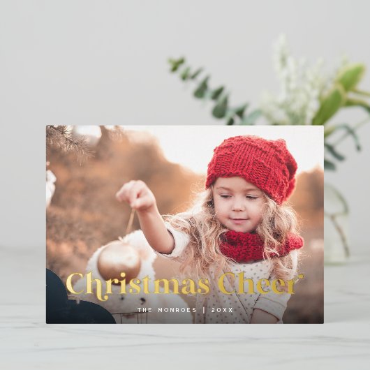 エクリュ | クリスマス応援2枚の写真金ゴールド 箔シーズンカード (立ち正面)
