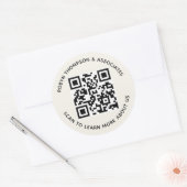 エクリュ QR コード ステッカー カスタム ビジネス ネーム ラウンド (封筒)