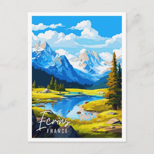 エクリンズフランスヴィンテージ旅行イラストレーション ポストカード (正面)