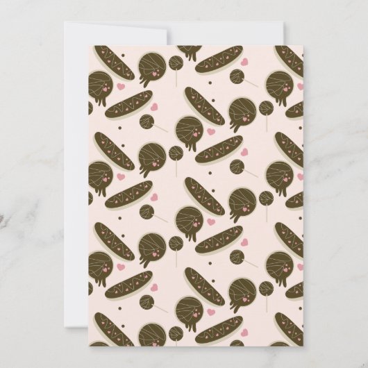 エクレア ドーナツ ケーキポップ バレンタインデーパーティー 招待状 (裏面)