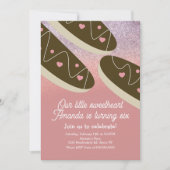 エクレア ドーナツ フェイク グリッター バレンタイン デー 招待状 (正面)