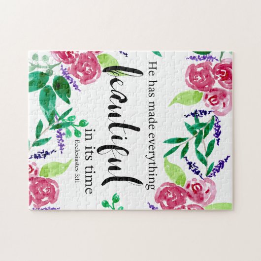 エクレシアステスの聖書の一節を描いた水彩の花がかわいい ジグソーパズル (横)