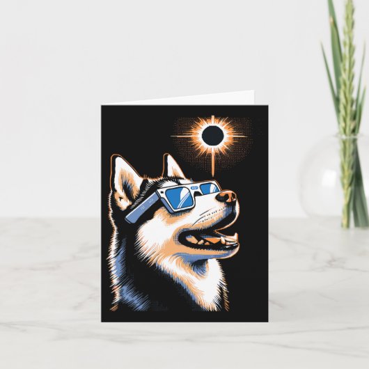 エク太陽のリップ・グラスを着たArt Eclipseハスキー犬 カード (正面)
