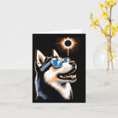 エク太陽のリップ・グラスを着たArt Eclipseハスキー犬 カード (黄色い花)