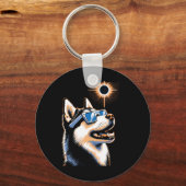エク太陽のリップ・グラスを着たArt Eclipseハスキー犬 キーホルダー (正面)
