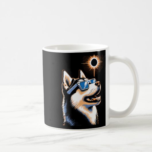 エク太陽のリップ・グラスを着たArt Eclipseハスキー犬 コーヒーマグカップ (右)