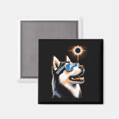 エク太陽のリップ・グラスを着たArt Eclipseハスキー犬 マグネット (正面/裏面)