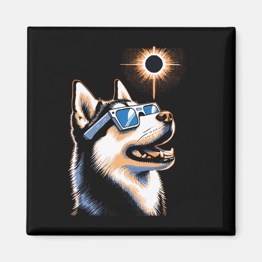 エク太陽のリップ・グラスを着たArt Eclipseハスキー犬 マグネット (正面)