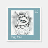 エグお洒落シェルにフローラのイースターキットン スタンダードカクテルナプキン (正面)