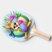 エグをかおもしろいむイースターバニーとかわいいキャラクター 卓球ラケット (横)