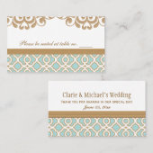 エグシェルブルー金ゴールドモ結婚ロッコテーブルプレイス プレイスカード (正面/裏面)