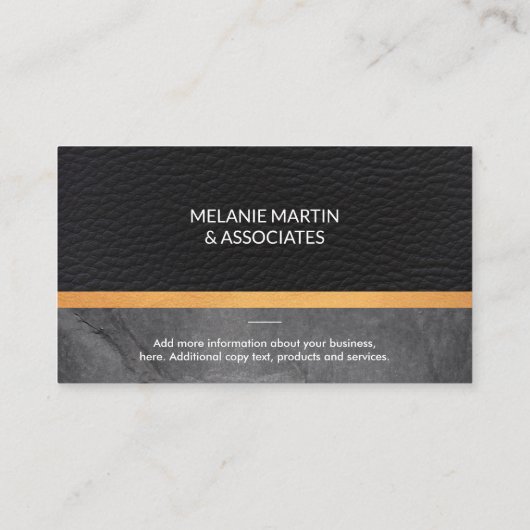 エグゼクお洒落ティブレザー石板金ゴールドトリム 名刺 (裏面)