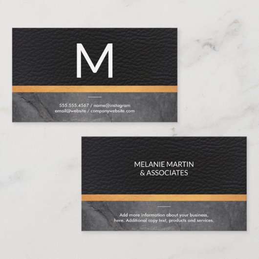 エグゼクお洒落ティブレザー石板金ゴールドトリム 名刺 (正面/裏面)