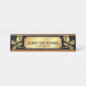 エグゼクエレガントティブマネージャ金ゴールドバラフラワー デスクネームプレート (正面)