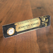 エグゼクエレガントティブマネージャ金ゴールドバラフラワー デスクネームプレート (側面)