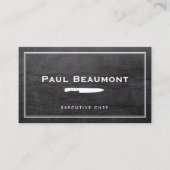エグゼクカッコいいティブシェフナイフロゴ黒花崗岩 名刺 (正面)